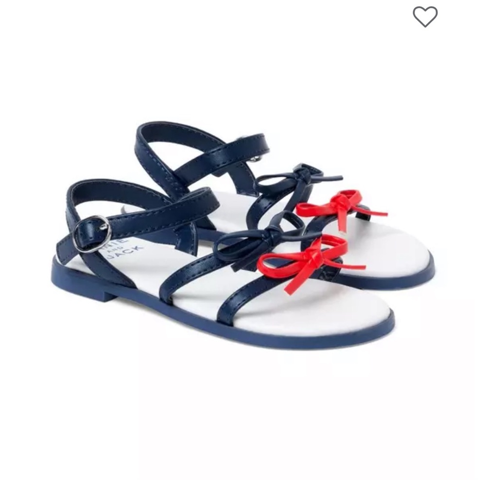 Janie and Jack Navy and Red Bow Kids' Sandals